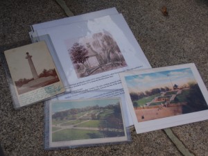 Greg showed us his vintage postcards of the monument and park. 